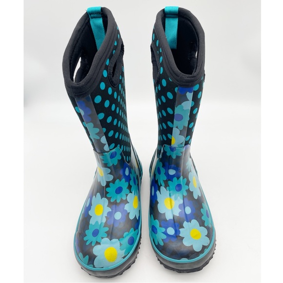 Bogs Flower Dots Winter Classic Boots 
# 71436-444
Youth 1 Blue Yellow Black - Picture 2 of 10